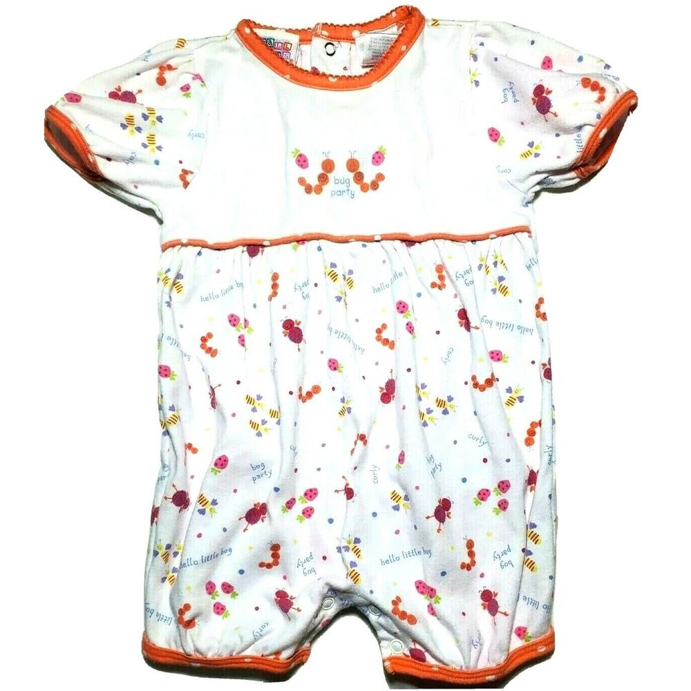 Vintage 1990s Baby Bubble Romper Girls Small Steps 18m 18 Months Bug Party White